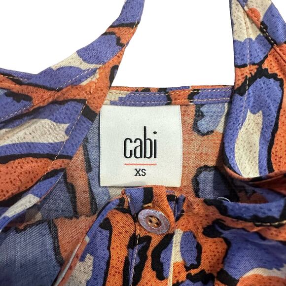 Cabi Womens tank blouse Style 5040 orange purple pattern button down Size XS - Picture 7 of 8